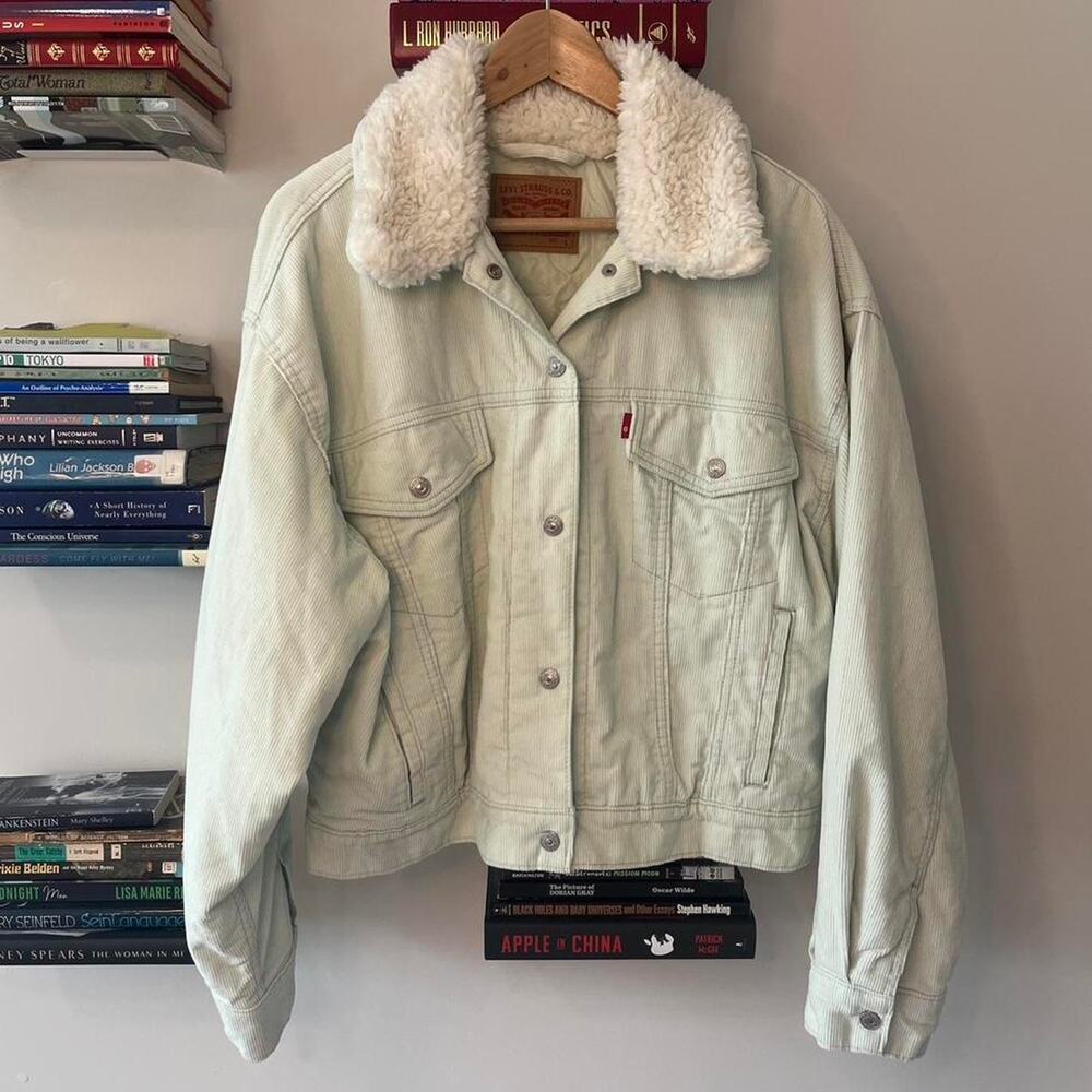 Levi’s Mint Green Cordoroy Jacket with Sherpa Collar Size L
